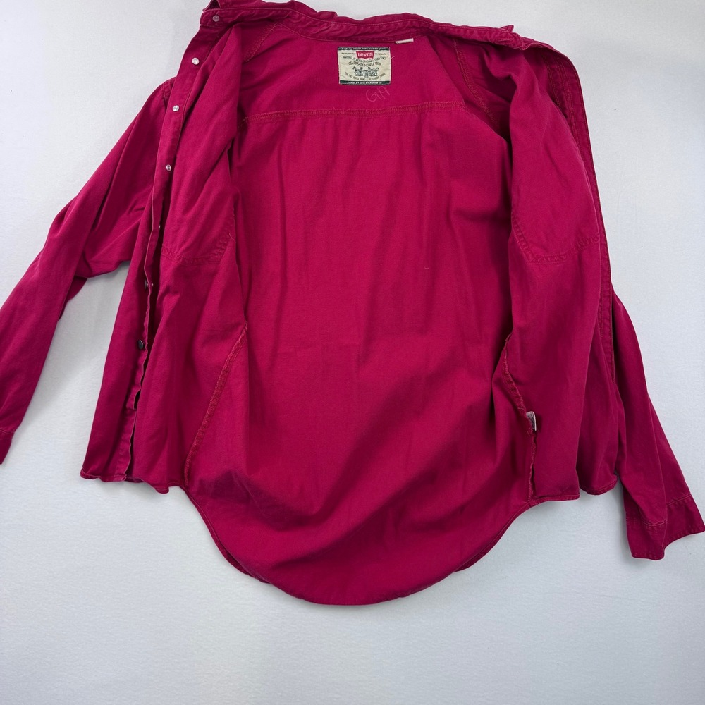 Vintage 90s Levis Mens Magenta Red Twill Button Down Shirt 60560-1385 Medium - Picture 3 of 9